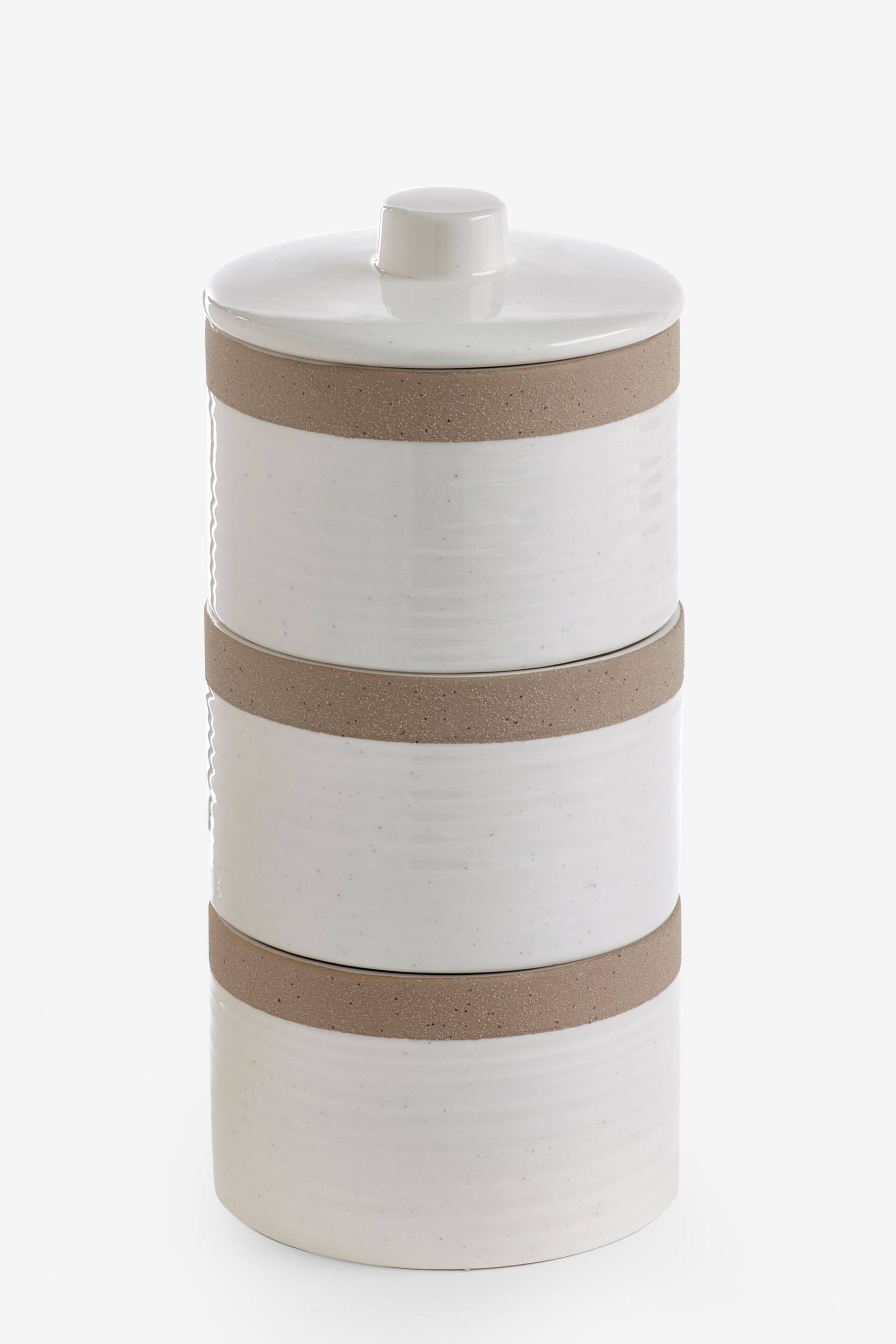 White Kya Set of 3 Storage Jars Textured - Image 3 of 4