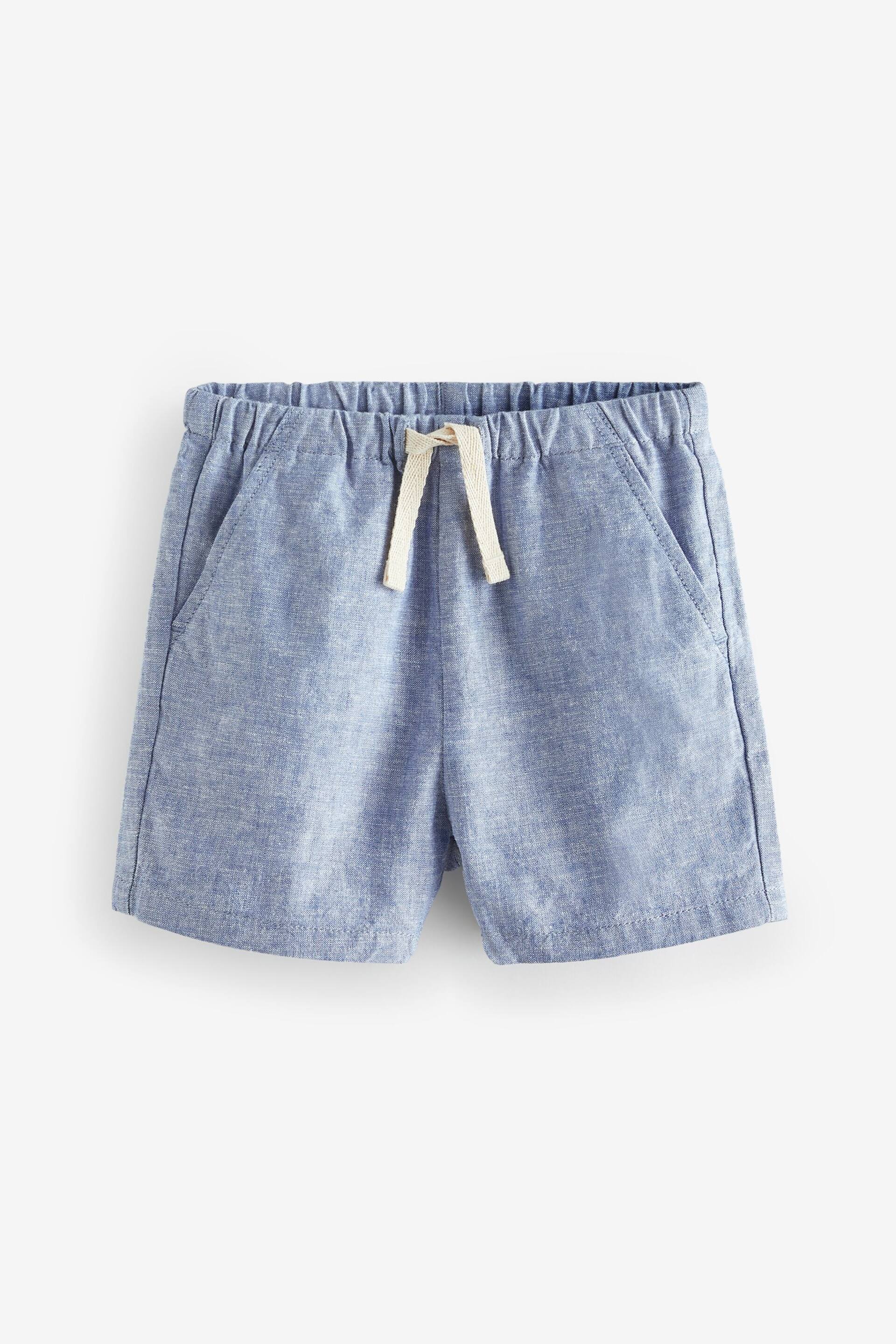 Chambray Blue Linen Blend Pull-On Shorts (3mths-7yrs) - Image 4 of 6