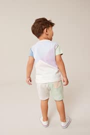 Lilac Purple/Blue Short Sleeve Colourblock T-Shirt and Shorts Set (3mths-7yrs) - Image 2 of 8