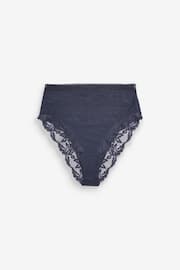 Neutral/Navy Blue High Rise High Leg Lace Knickers 2 Pack - Image 11 of 13