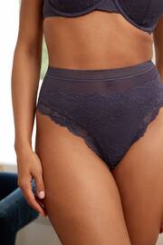 Neutral/Navy Blue High Rise High Leg Lace Knickers 2 Pack - Image 2 of 13