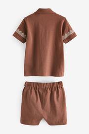 Rust Brown Short Sleeve Pattern Shirt and Shorts Set (3mths-7yrs) - Image 5 of 6