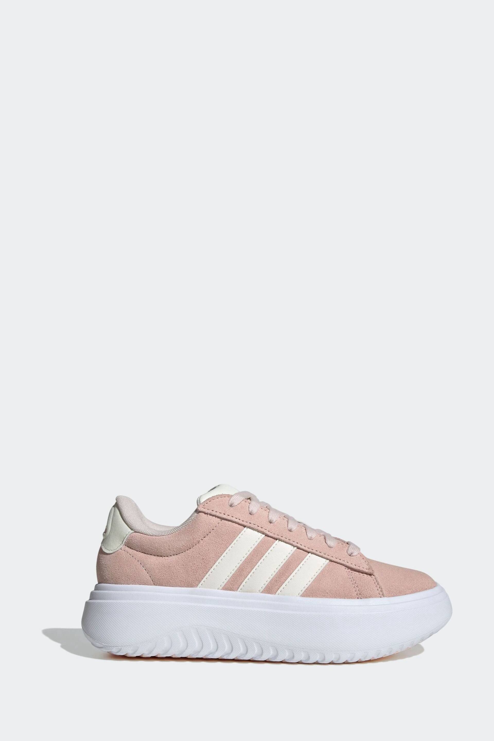 adidas Pink Grand Court Platform Suede Shoes - Image 1 of 8