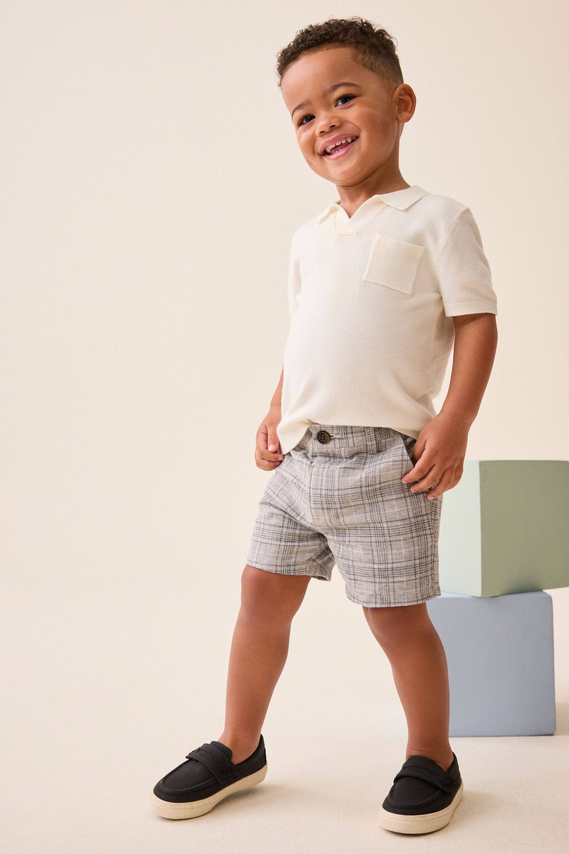 Grey Check Linen Blend Chinos Shorts (3mths-7yrs) - Image 2 of 7