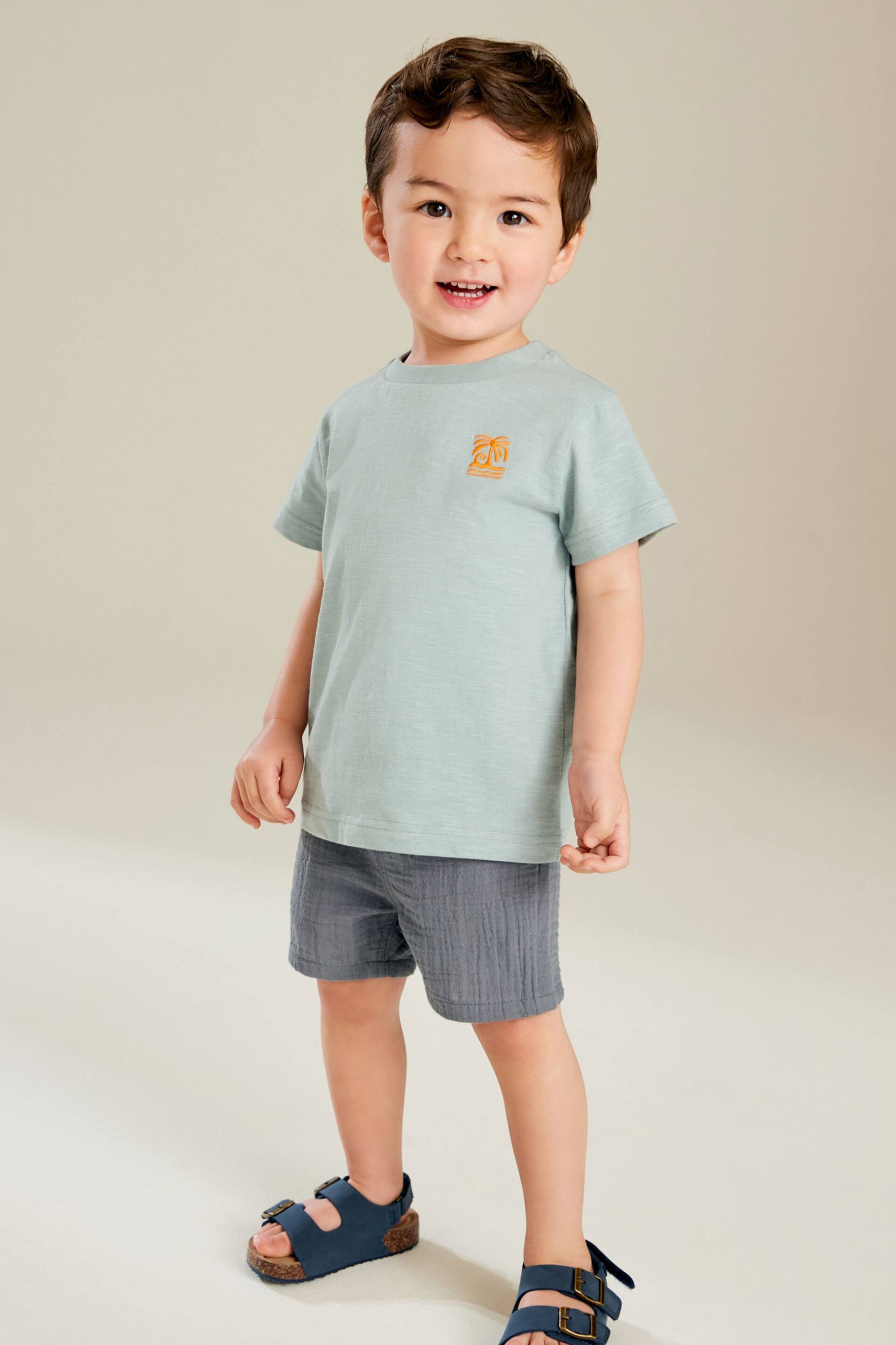 Blue Soft Textured Cotton Shorts (3mths-7yrs) - Image 3 of 7