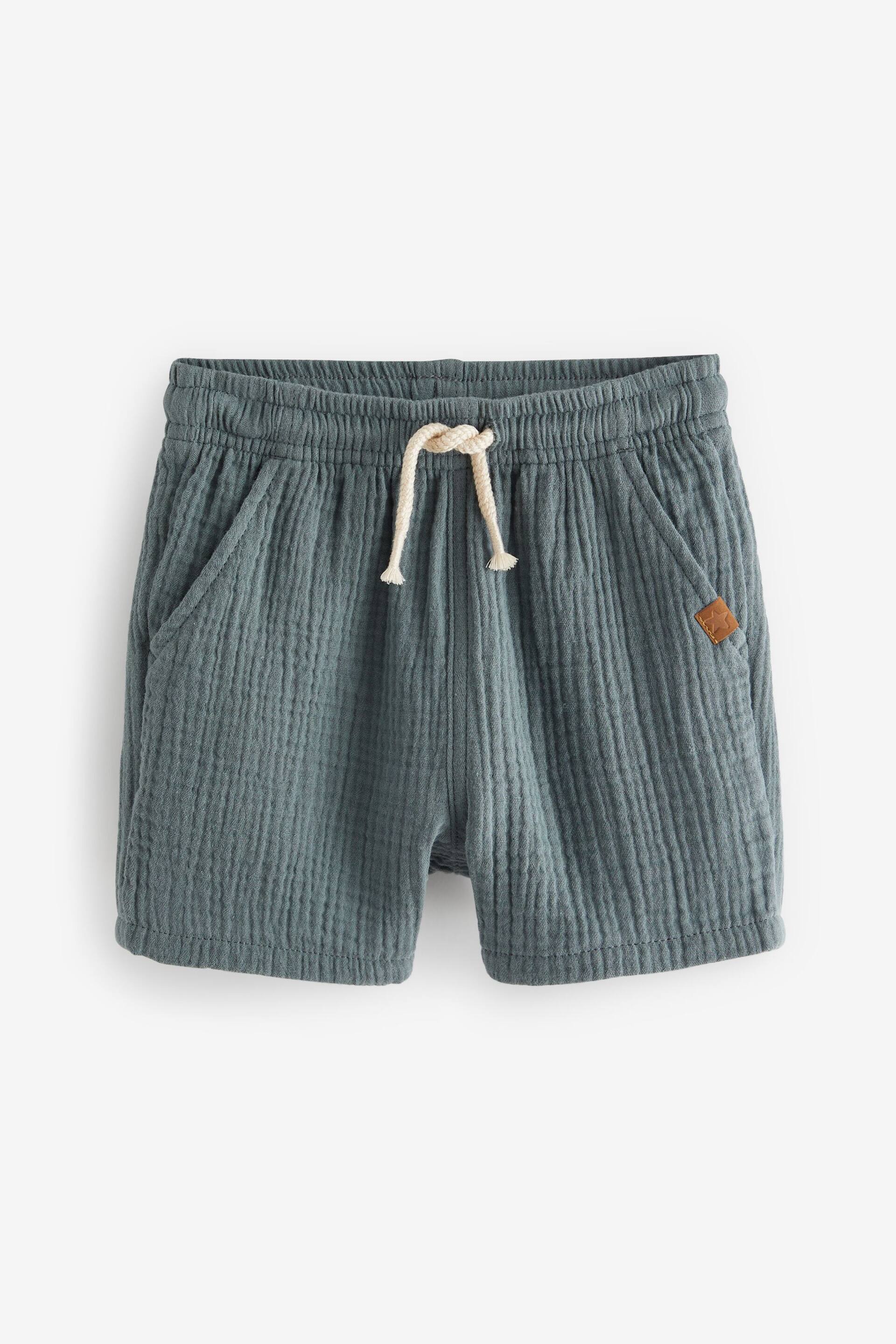 Blue Soft Textured Cotton Shorts (3mths-7yrs) - Image 5 of 7