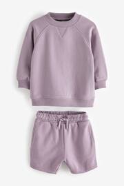 Lilac Purple Oversized Sweatshirt and Shorts Set (3mths-7yrs) - Image 4 of 6