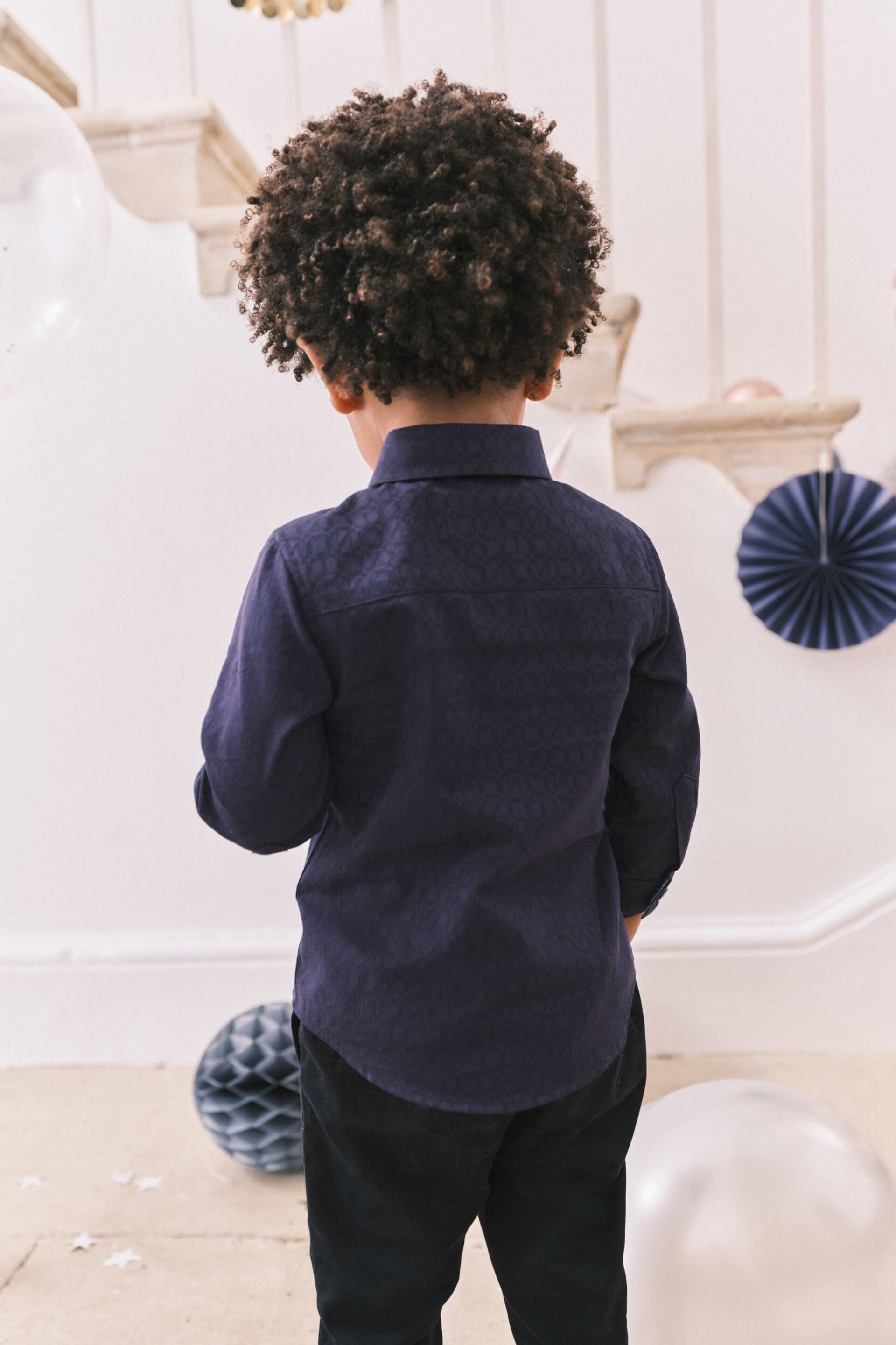 Navy Blue Long Sleeve Shirt And Bow Tie Set (3mths-12yrs) - Image 2 of 6