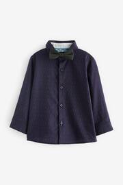 Navy Blue Long Sleeve Shirt And Bow Tie Set (3mths-12yrs) - Image 3 of 6