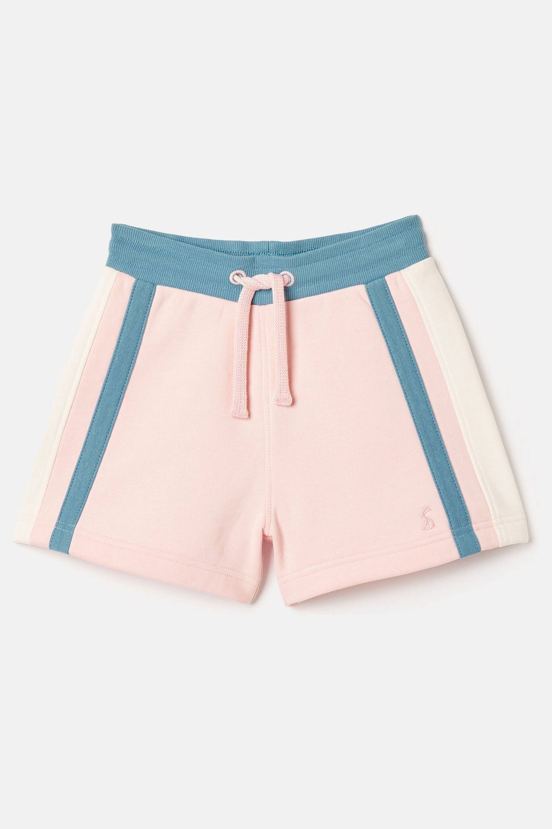 Joules Pippa Pink Colour Block Jersey Shorts - Image 1 of 8