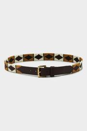 OSPREY LONDON Yellow The Mendoza Polo 3.5cm Leather Belt - Image 1 of 2