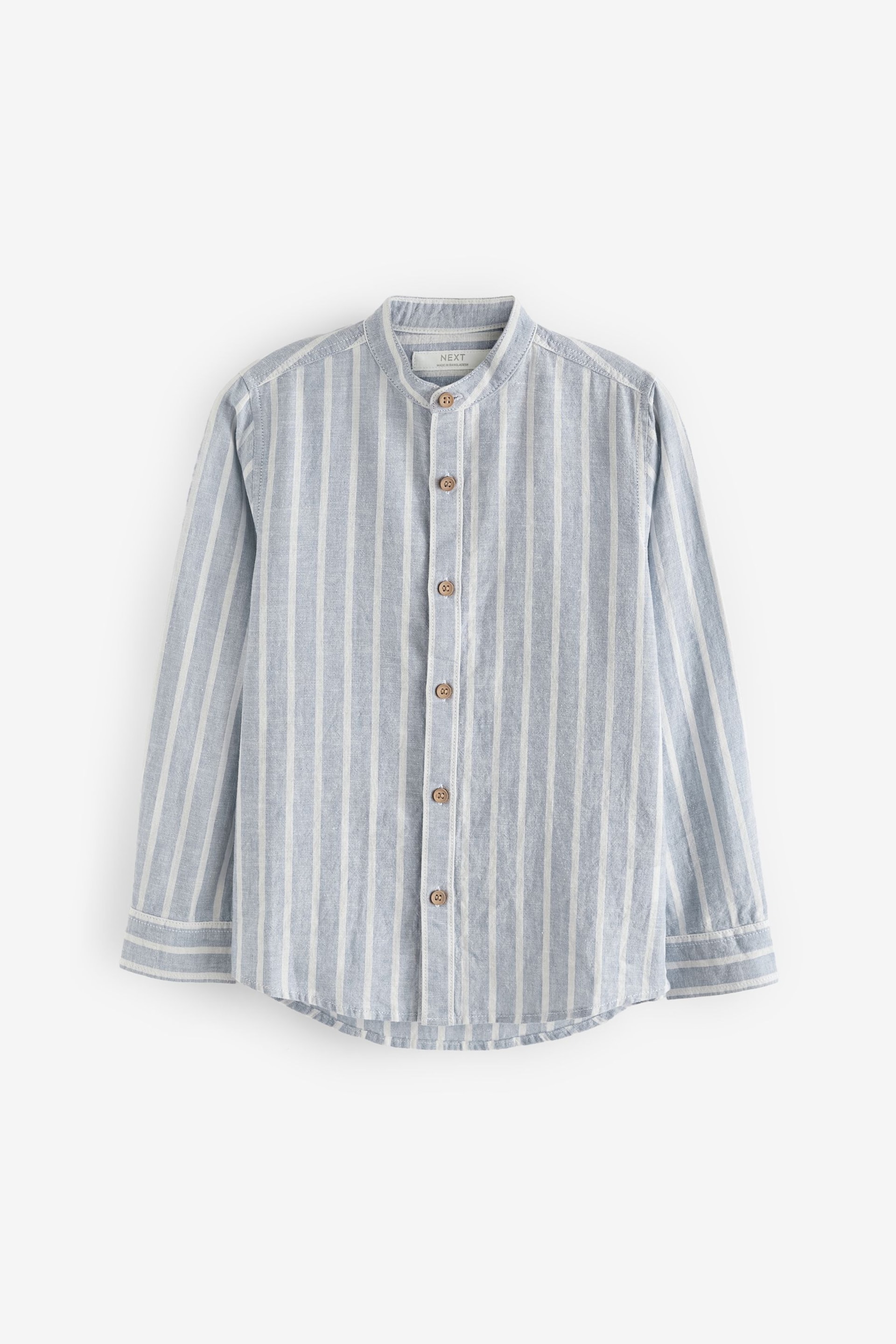 Grey Stripe Grandad Collar Long Sleeve Shirt (3-16yrs) - Image 1 of 3