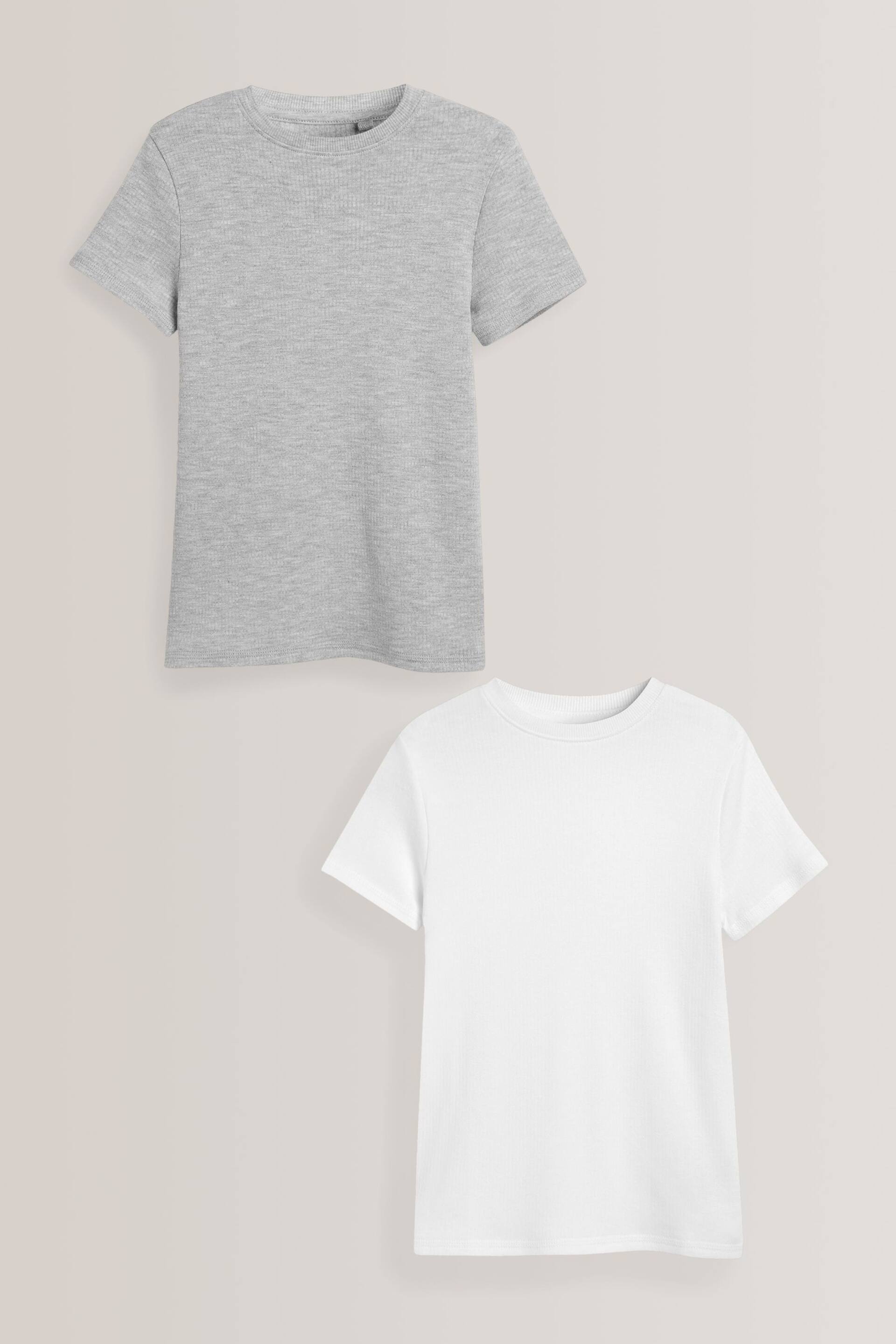 Grey/White 2 Pack Short Sleeved Thermal Tops (2-16yrs) - Image 1 of 5