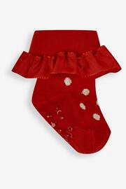 JoJo Maman Bébé Red 2-Pack Spot Ruffle Socks - Image 3 of 3