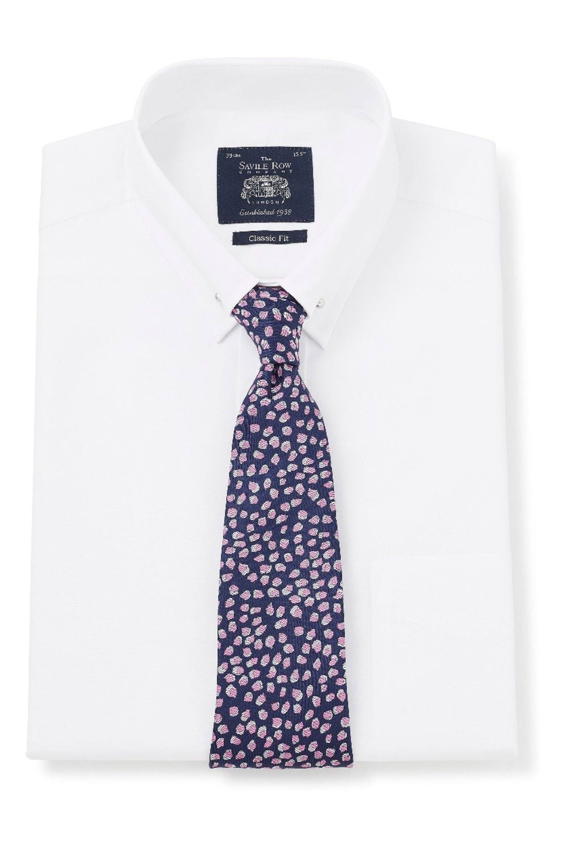 Savile Row Co White Classic Fit Pin Collar Double Cuff Shirt - Image 2 of 5