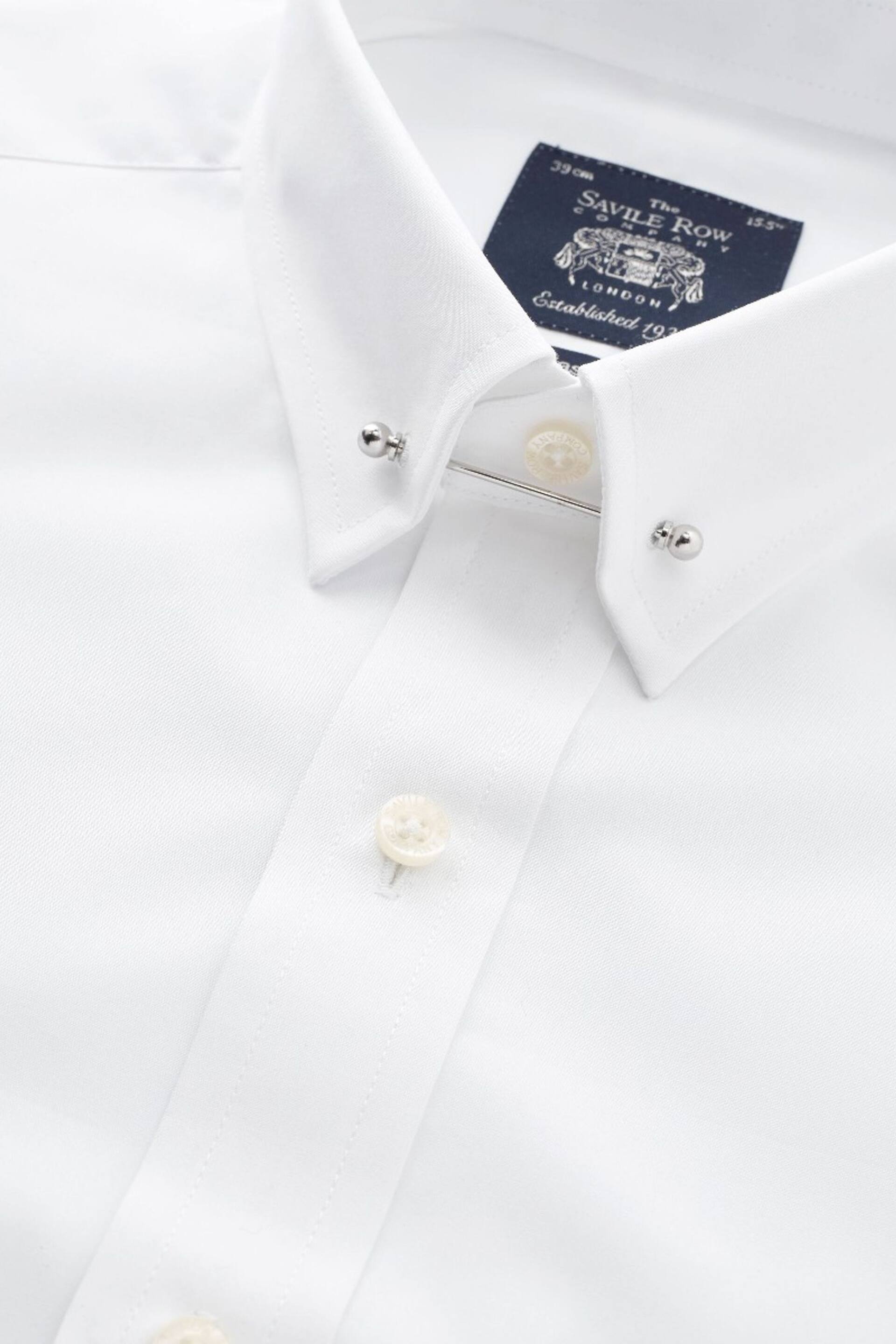 Savile Row Co White Classic Fit Pin Collar Double Cuff Shirt - Image 3 of 5