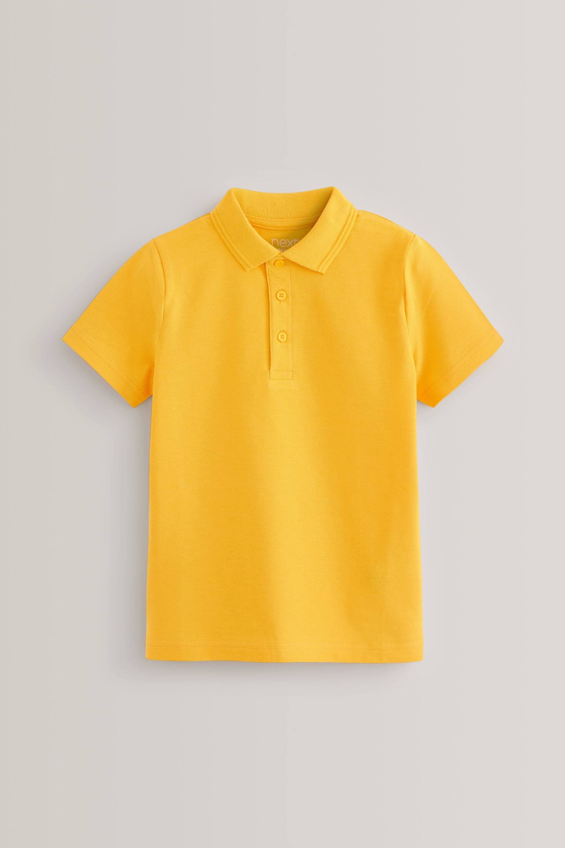 Yellow 2 Pack Cotton School Polo Shirts (3-16yrs) - Image 2 of 3