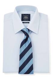 Savile Row Co Sky Blue Twill Classic Fit Double Cuff Shirt - Image 2 of 4