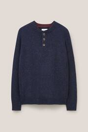 White Stuff Blue Lambswool Henley Jumper - Image 5 of 6