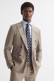 Reiss Oatmeal Abbey Slim Fit Double Breasted Checked Blazer - Image 1 of 7