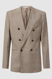 Reiss Oatmeal Abbey Slim Fit Double Breasted Checked Blazer - Image 2 of 7