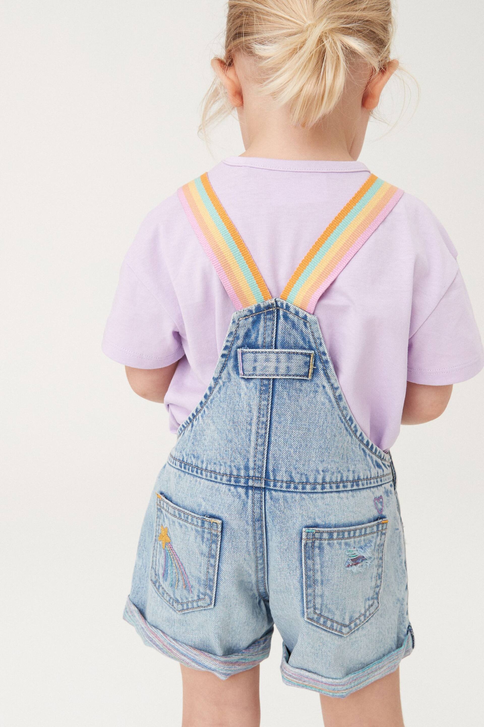 Mid Blue Denim Rainbow Dungarees & T-Shirt Set (3mths-7yrs) - Image 4 of 8