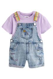 Mid Blue Denim Rainbow Dungarees & T-Shirt Set (3mths-7yrs) - Image 5 of 8