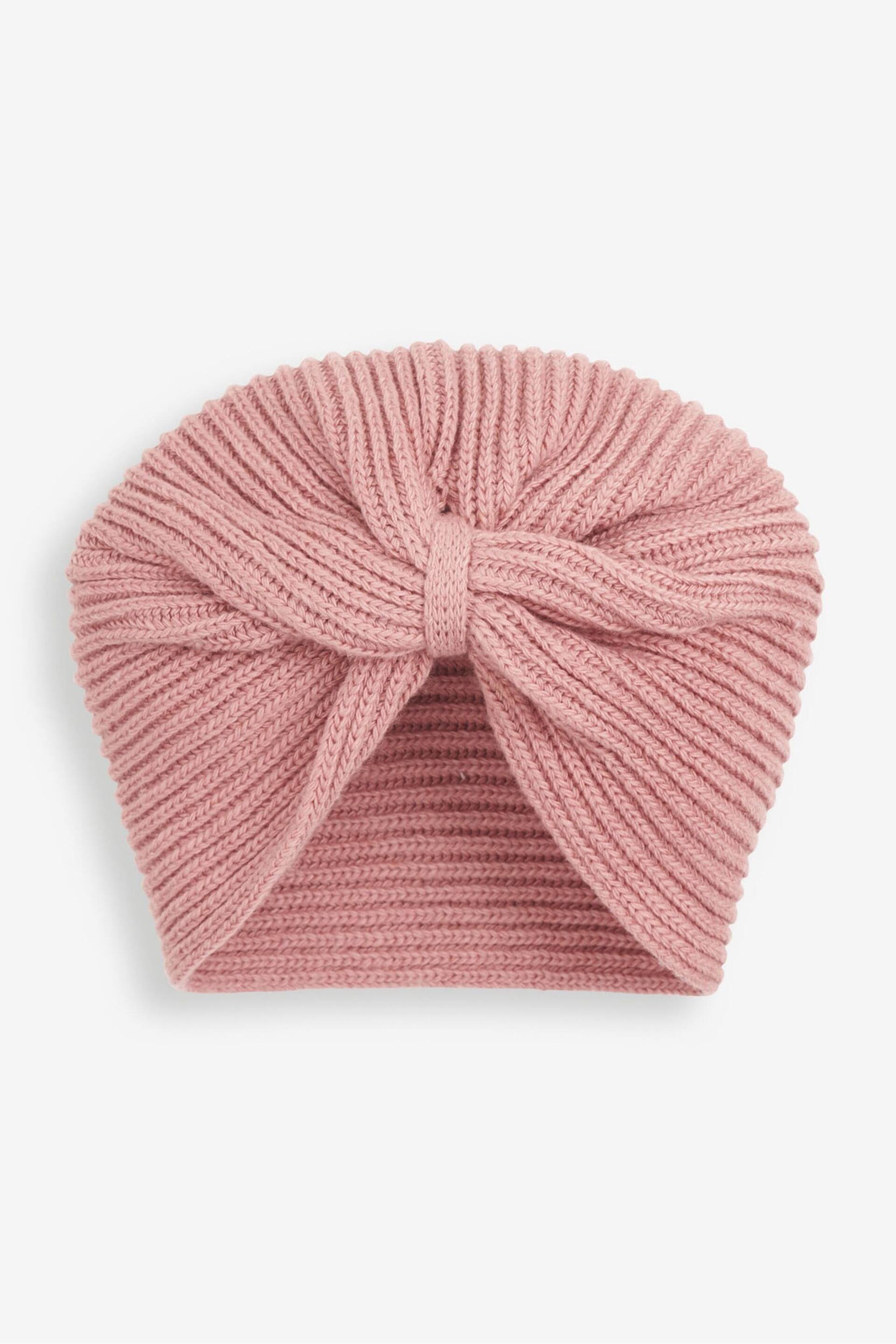 JoJo Maman Bébé Pink Girls' Knitted Turban - Image 1 of 2