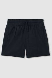 Reiss Navy Acen Teen Linen Drawstring Shorts - Image 1 of 4