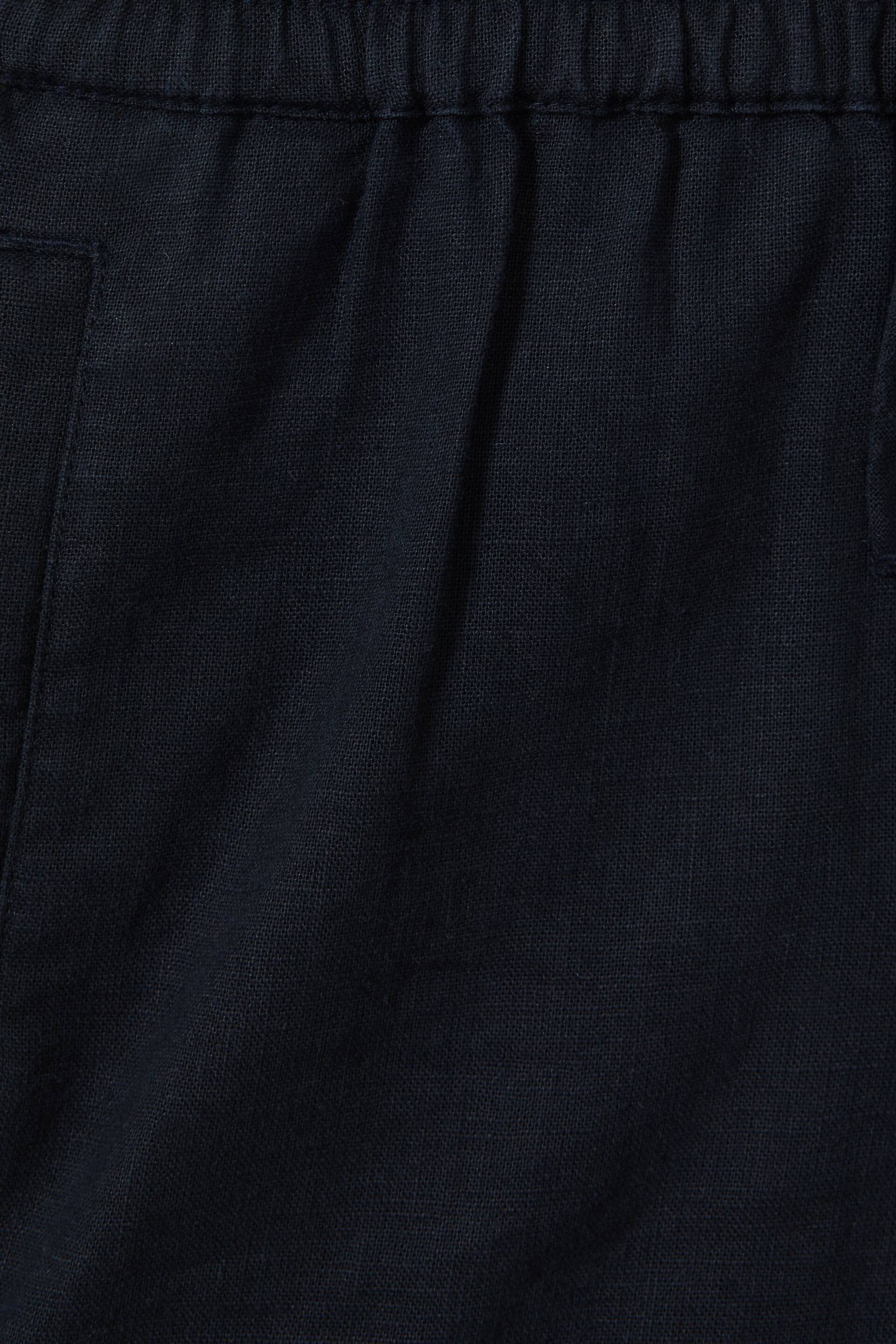 Reiss Navy Acen Teen Linen Drawstring Shorts - Image 4 of 4