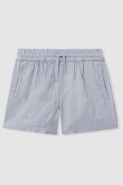 Reiss Soft Blue Acen Teen Linen Drawstring Shorts - Image 1 of 3