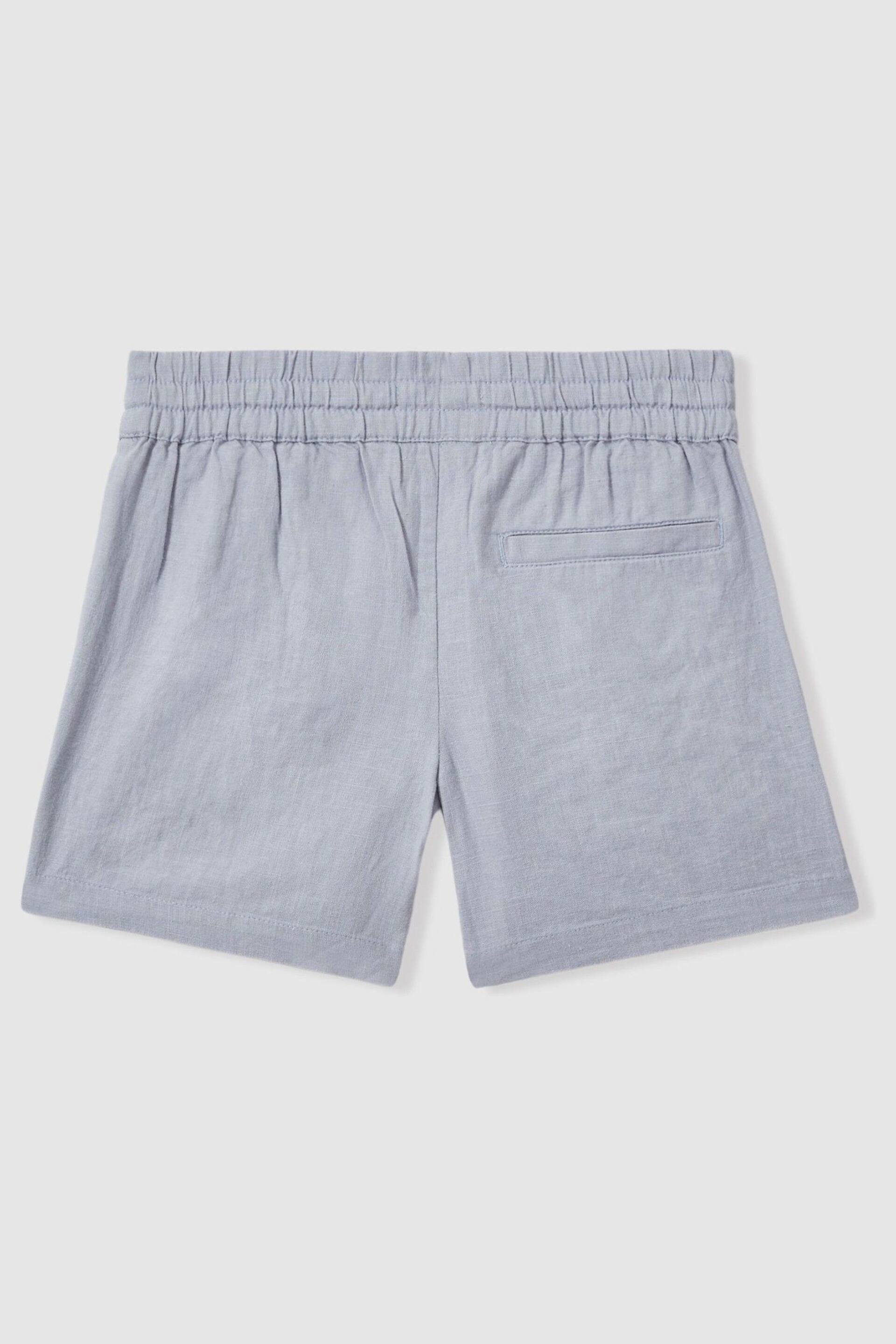 Reiss Soft Blue Acen Teen Linen Drawstring Shorts - Image 2 of 3