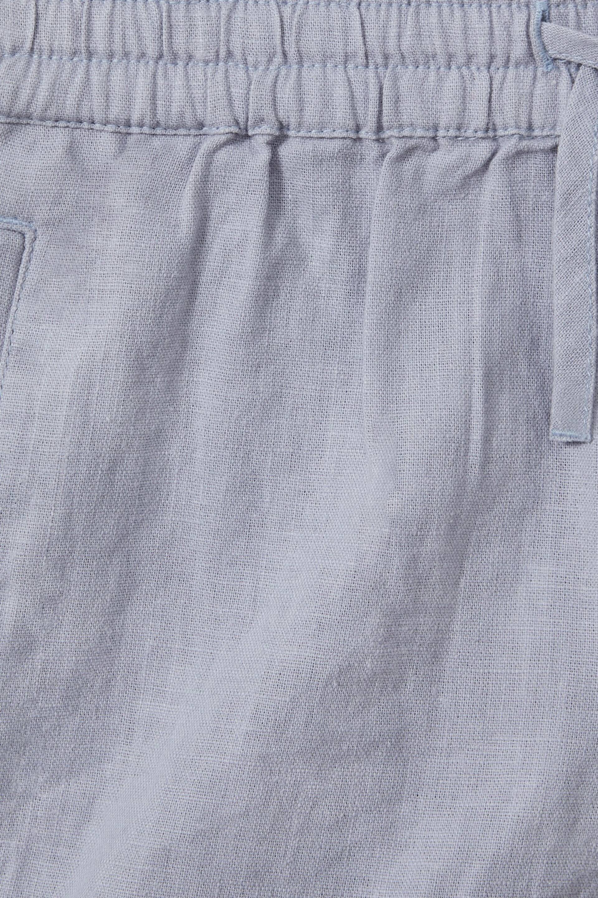 Reiss Soft Blue Acen Teen Linen Drawstring Shorts - Image 3 of 3