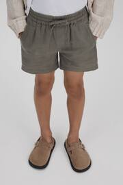 Reiss Khaki Acen Teen Linen Drawstring Shorts - Image 3 of 4