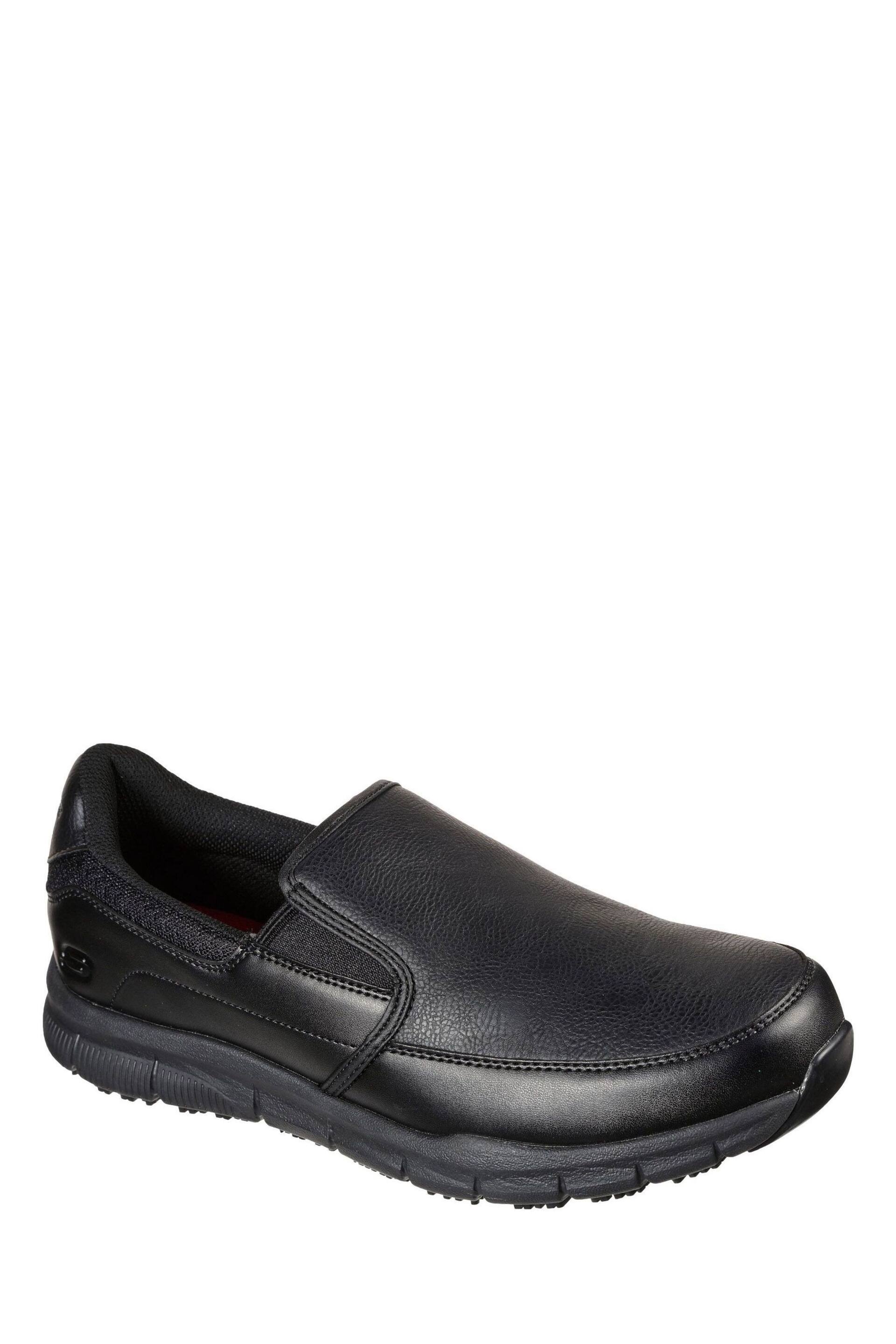 Skechers Black Nampa Groton Slip Resistant Slip On Mens Shoes - Image 1 of 5