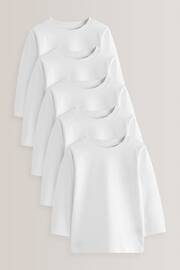 White 5 Pack Long Sleeve T-Shirts (3mths-7yrs) - Image 2 of 4