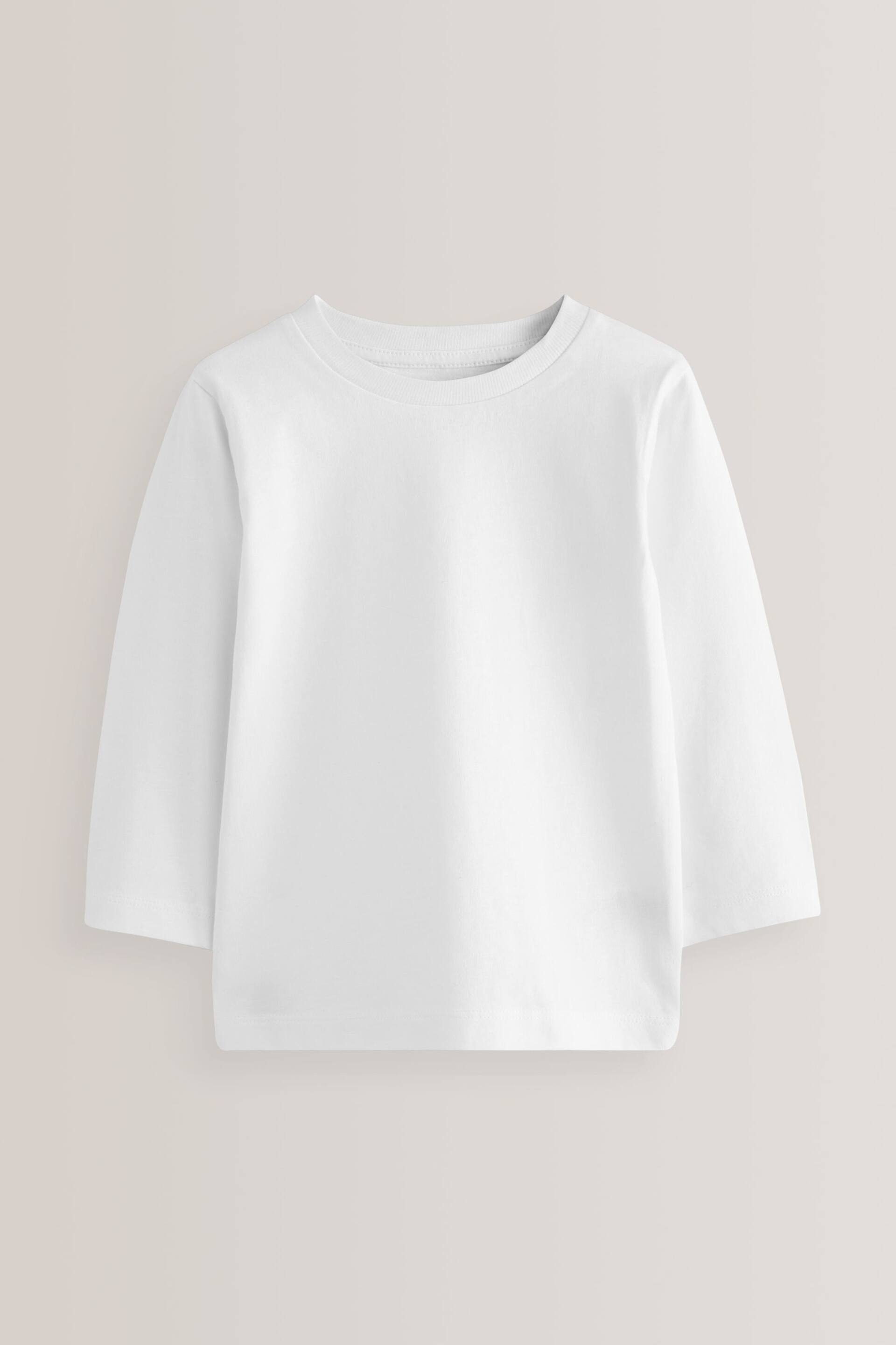 White 5 Pack Long Sleeve T-Shirts (3mths-7yrs) - Image 3 of 4