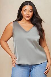 Lipsy Grey Curve V Neck Satin Trim Vest - Image 1 of 4