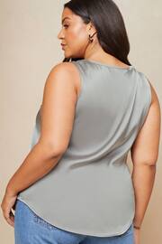 Lipsy Grey Curve V Neck Satin Trim Vest - Image 2 of 4