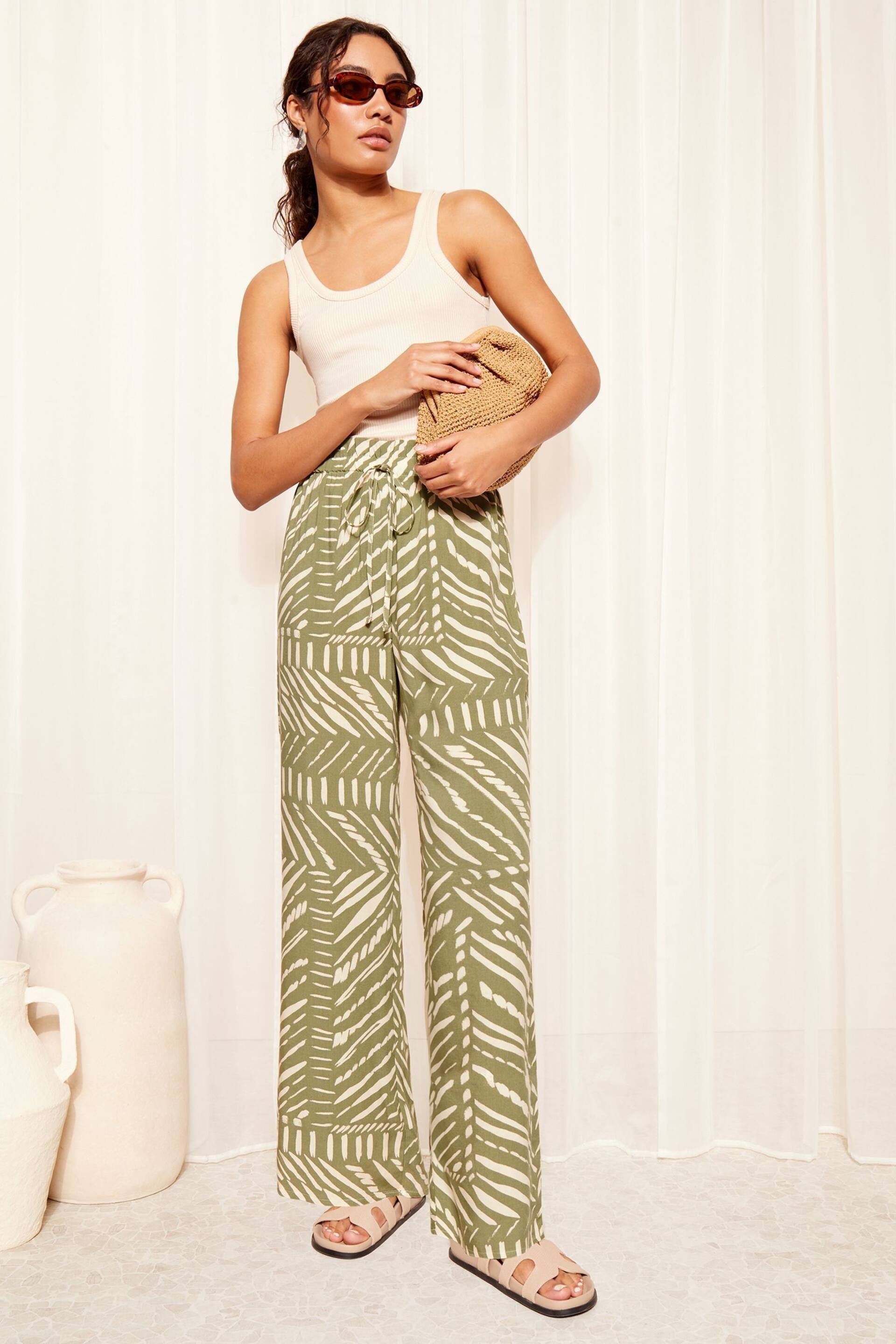 Friends Like These Green Paperbag Woven Wide Leg Trousers - Image 2 of 4
