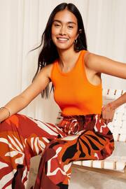 Friends Like These Orange Paperbag Woven Wide Leg Trousers - Image 3 of 4