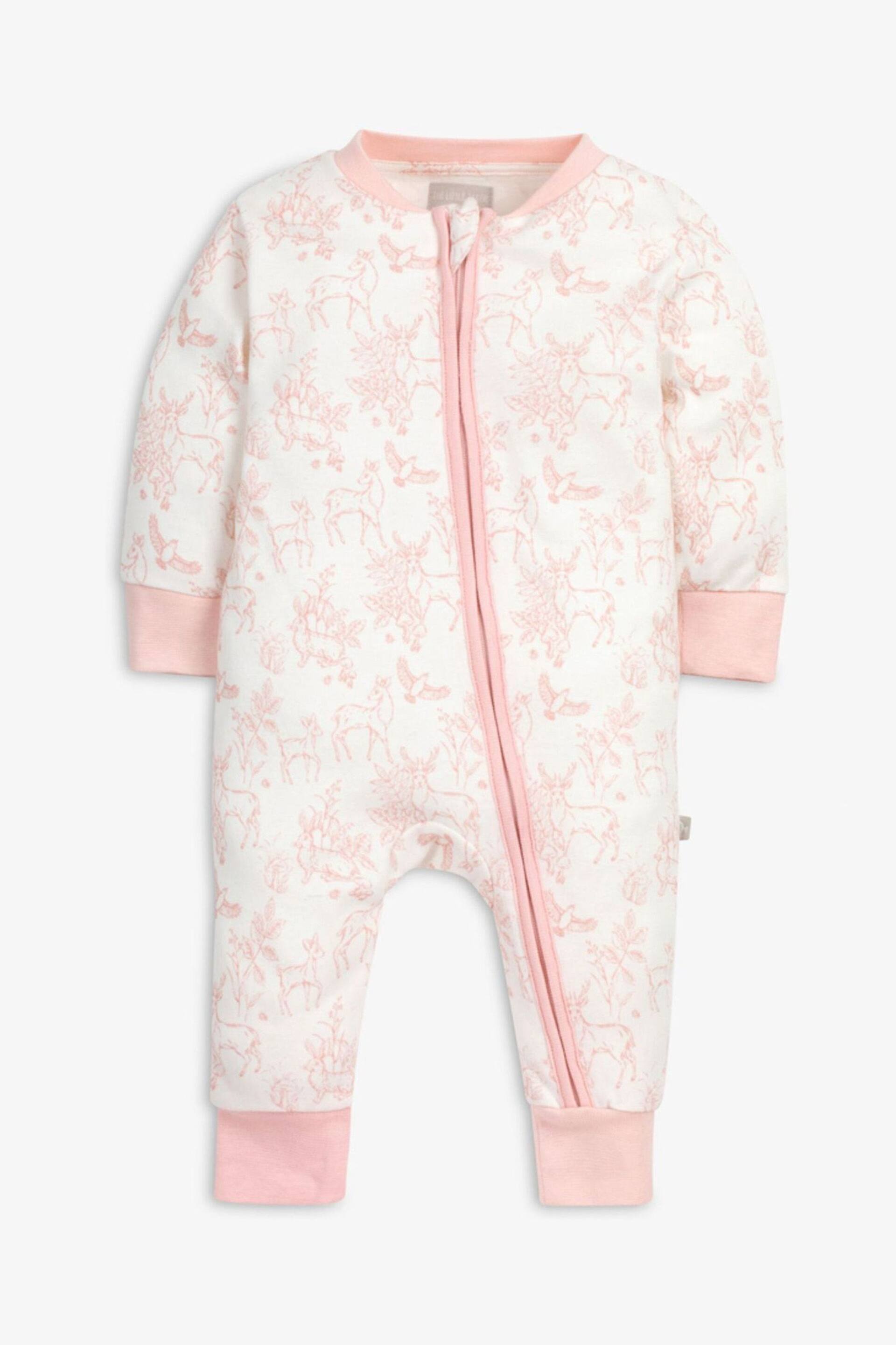 The Little Tailor Baby Front Zip Easter Bunny Print Soft Cotton Sleepsuit - Image 2 of 5