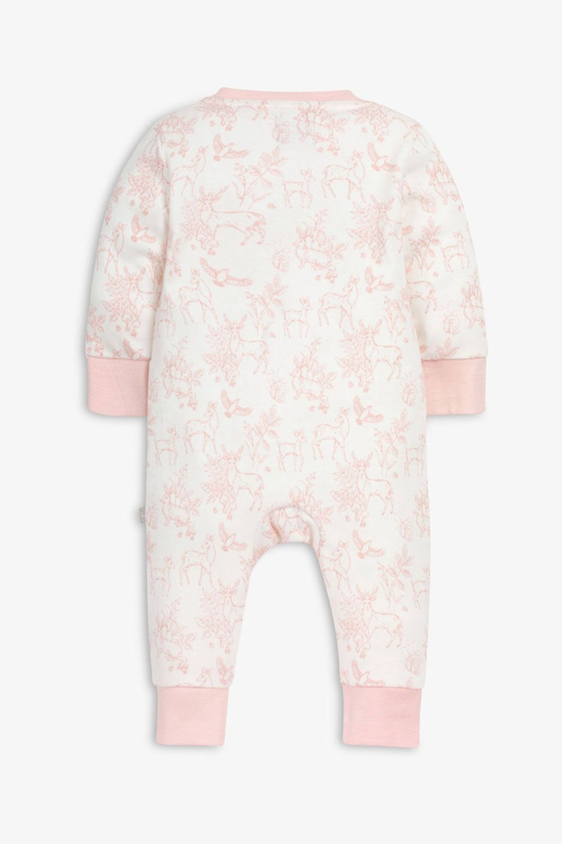 The Little Tailor Baby Front Zip Easter Bunny Print Soft Cotton Sleepsuit - Image 3 of 5