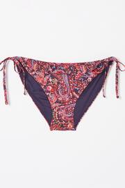 FatFace Purple Fiona Frill Paisley Tie Side Bikini Bottoms - Image 4 of 4