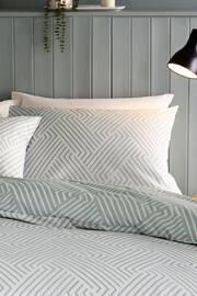Sage Green Geometric Duvet Cover and Pillowcase Set - Image 4 of 6