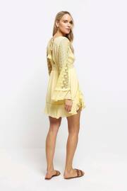 River Island Yellow Angel Sleeve Frill Mini Dress - Image 2 of 4