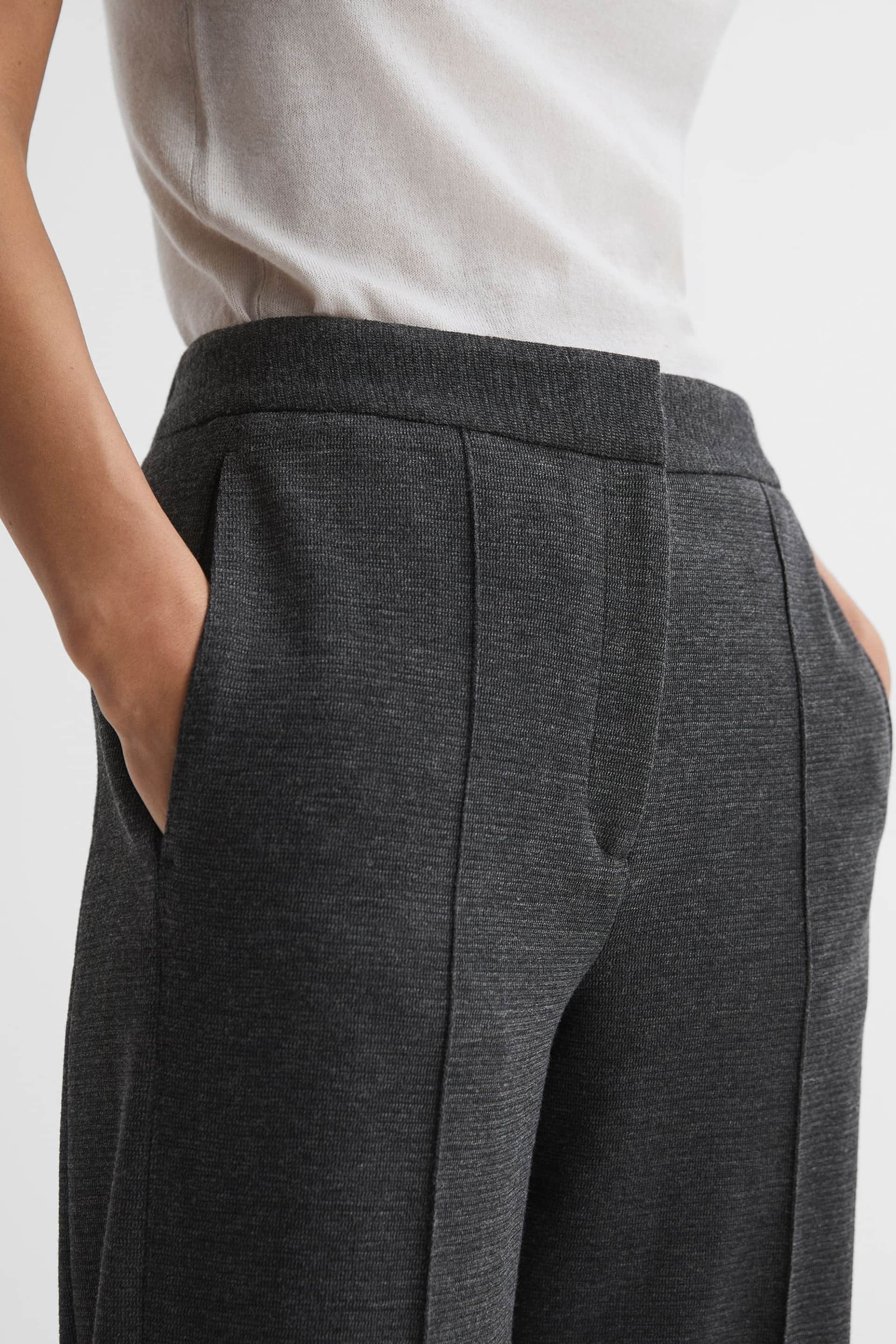 Reiss Grey Melange Iria Wool Blend Wide Leg Suit Trousers - Image 3 of 4