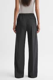Reiss Grey Melange Iria Wool Blend Wide Leg Suit Trousers - Image 4 of 4