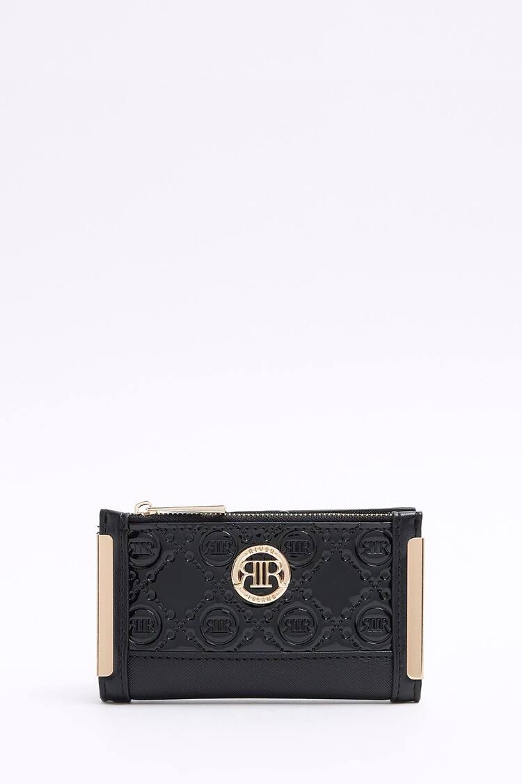 River Island Black Monogram Embossed Mini Purse - Image 1 of 4