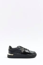 River Island Black Girls Croc Effect Patent Trainers - Image 1 of 5